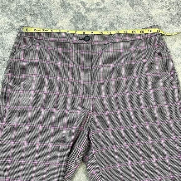 New Halogen Gray Pink Plaid Micro Houndstooth Trouser Pants Flare Sz 14 - Picture 5 of 11